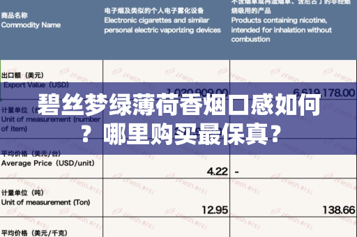 碧丝梦绿薄荷香烟口感如何？哪里购买最保真？